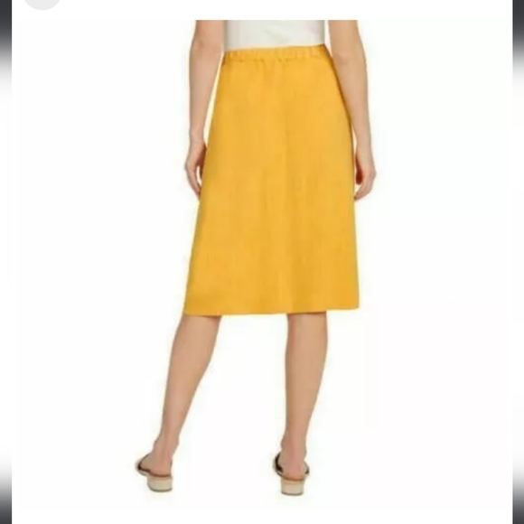 NWT Matty M Women's Linen Blend Skirt Button Front Elastic Waist Side Pockets - Picture 2 of 6